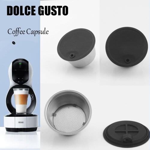 Imellow Refillable Coffee Capsule Stainless Steel filter Suit For Dolce Gusto With Spoon Brush Black Resuable Refilling Filter C