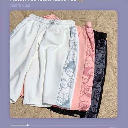 2021 Bear Shorts Mens Summer Wear Trend Student Couple Capris Basketball Pants Loose Casual