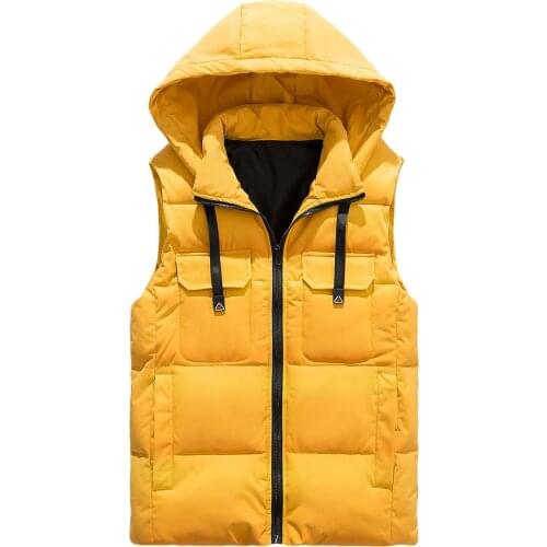 2021 Mens Spring New Cotton Vest Solid Color Stand Collar Thickened Warm Vest