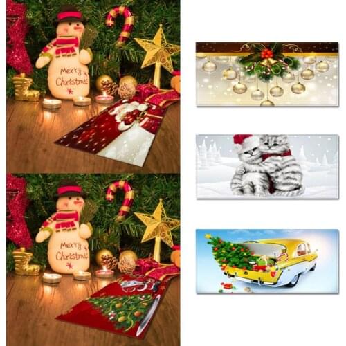 Kitchen Rug Sets Non-Slip Merry Christmas Tree Winter Decorative Area Runner Rubber Backing Carpets Floor Doormat