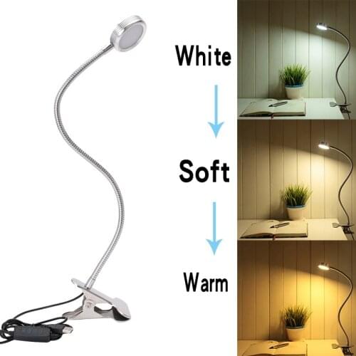 Clip Table a Langer Desk Lamp Led Mesa Usb 3 Light Modes Flexible Dimmable White Warm Color Reading Table Lamps Study Lights