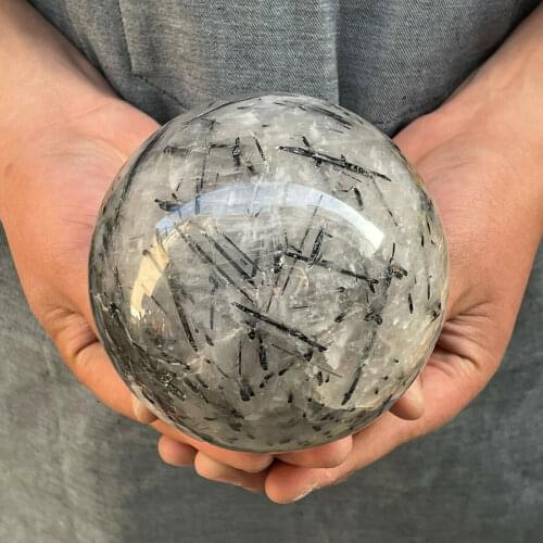 Natural black tourmaline ball crystal quartz ball therapeutic stone