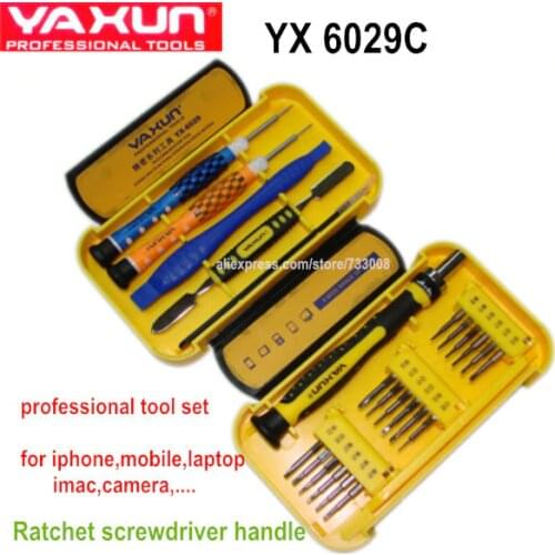 NEW Yaxun 6029C Ratchet handle screwdriver set ,best quality complete repair tool set for samsung,iphone ,ipad,laptop,imac