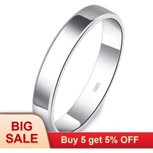 Natural Solid 925 Sterling Silver Wedding Band Ring Fine Jewelry Lover Engagement Gift Rings For Women and Men