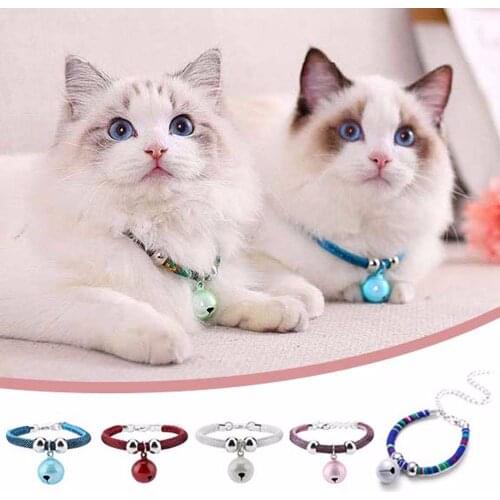 Fashion Pet Cat Collar Necklace With Bell Nylon Fabric Kitten Accessories With Extension Chain Decoration Product