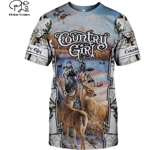 PLstar Cosmos deer hunting 3D printed t shirts harajuku streetwear summer short sleeve women for men Tshirt drop shipping