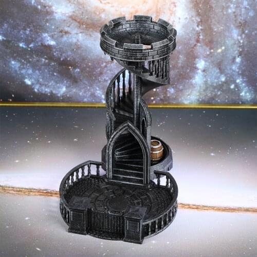 3d Printing Dnd Dice Tower Tray With Spiral Staircase For Board Games Storage Dice Craps Rpg Tabletop Game