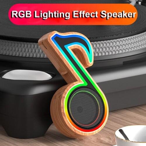 Portable Bluetooth Wireless Mini Speakers Music Subwoofer Colorful Musical Note LED Lighting Sound Box Powerful Outdoor FM Radio