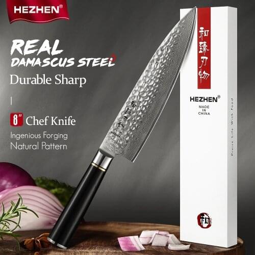 HEZHEN 8' inch Professional Japanese Chef Knives High Carbon Sharp Blade Damascus Steel Cook Knife Slicing Kitchen Knife