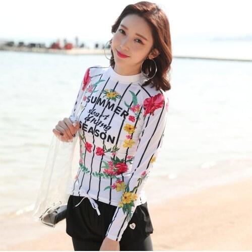 Womens Smoothies Printed Long Sleeve Rashguard Shirt Basic Skin Top Compression Swim Shirt Sun UV Protection Swimwear