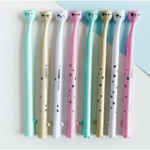 4pcs/lot Cute Colorful Cat Gel Pen Rollerball Pen Writing Pen Student Stationery School Office Supply