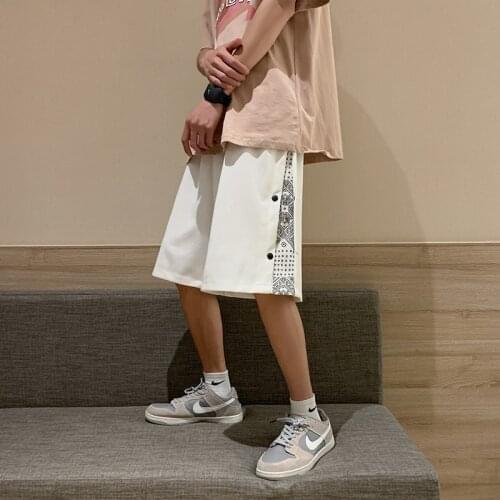Split-breasted casual sports shorts mens 2021 summer wear Hong Kong trend brand ins new loose trend five-point pants