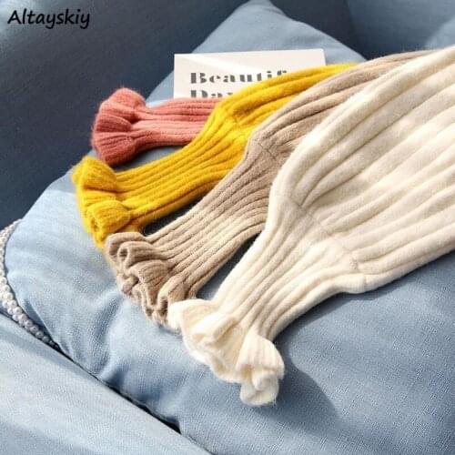 Turtleneck Sweaters Women Plus Velvet Ruffles Korean Style Elegant Autumn Trendy Female Knitwear Popular Slim Ladies Clothing