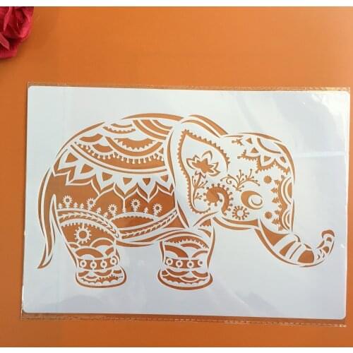 A4 29 *21cm animal Elephant DIY Stencils Wall Painting Scrapbook Coloring Embossing Album Decorative Paper Card Template,wall