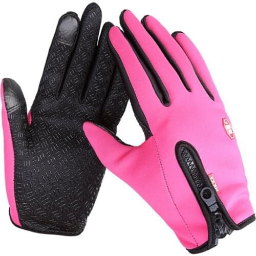 Cycling Gloves Men And Women Fleece Windproof Warm Touch Screen Gloves Outdoor Mountaineering Ski Driving Zipper Gloves