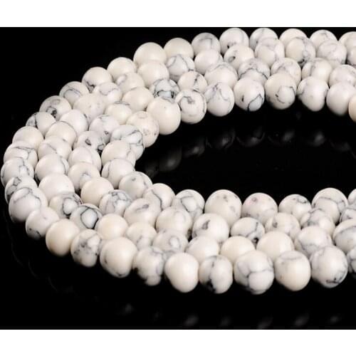 Pick Size 4 6 8 10 12mm Round Natural Stone Beads White Truquoises Loose Beads For Jewelry Making Howlite Bead Bracelet Material