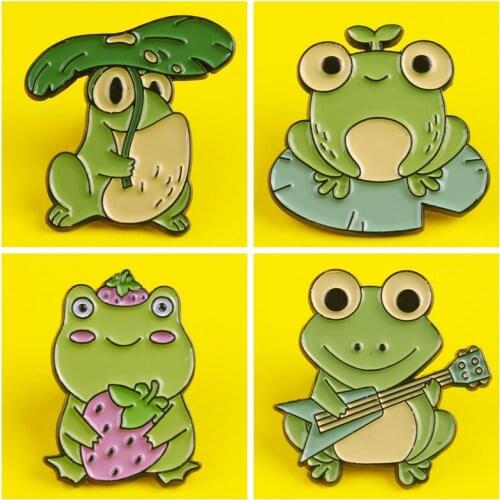Funny Frog Enamel Pins Cute Cartoon Brooch Collar Pin Brooches For WomenS Clothing Metal Badges For Backpack Brooches Jewelry
