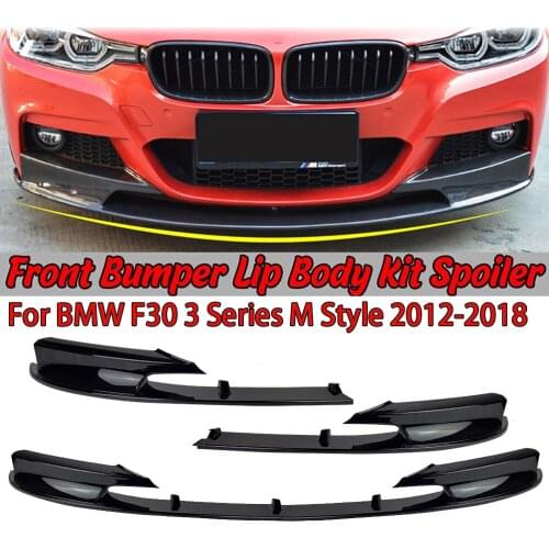 1 Set Carbon Fiber color/Glossy Black Front Bumper Cover Lip Front Bumper Surface Only for BMW F30 3 Series M Style 2012-2018