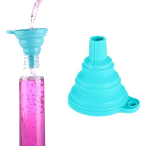 1pcs Mini Foldable Funnel Silicone Collapsible Funnel Folding Portable Funnels Be Hung Household Liquid Dispensing Kitchen Tools