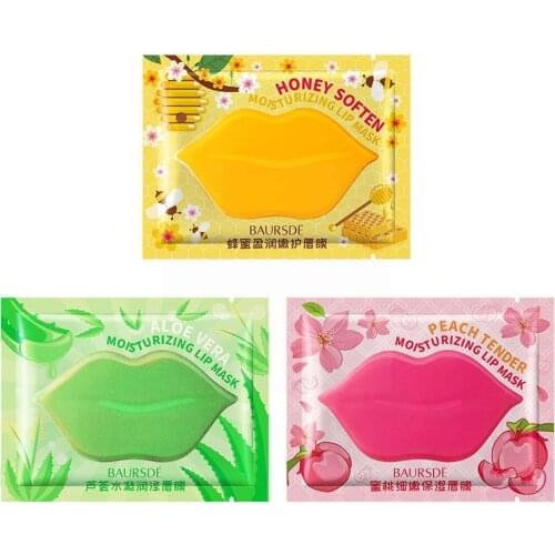 1pcs Collagen Nourishing Lip Mask Lip Care Moisture Honey Labial Aging Peach Wrinkle Gel Essence Pad Lips Anti Patches Patc M3P6