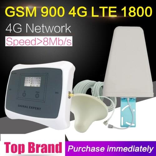 2G 4G Cell Phone Signal Booster 65dB GSM 900 LTE 1800 Band 3 Dual Band Cellular Signal Repeater GSM 900mhz 1800mhz Amplifier Set