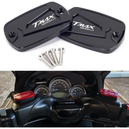 2PCS With LOGO T-MAX560 Aluminum front brake fluid reservoir cap cover For Yamaha TMAX560 TMAX 560 2020 2021 2022