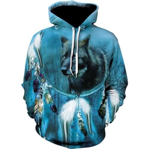 3D Print Wolf Boys Hat Jacket Spring and Autumn Jacket Boys and Girls Hat Sweatshirt Long Sleeve Jacket