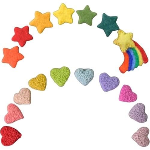 5Pcs/Set DIY Handmade Baby Wool Felt Rainbow Stars Love Heart Home Party Decor