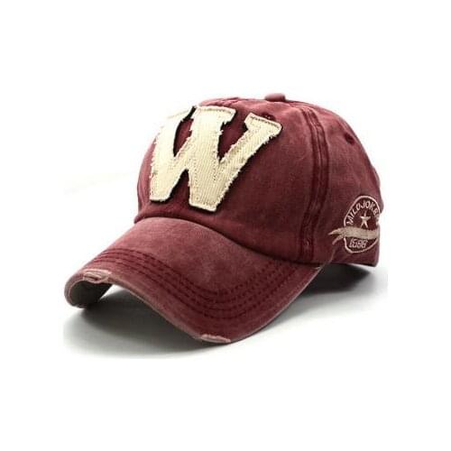 50pcs/lot Cotton Embroidery Letter W Baseball Cap Snapback Caps man casual w baseball cap