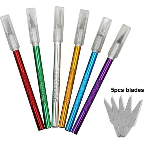 6pcs Blades Non-Slip Metal Scalpel Knife Mobile Phone Laptop DIY Repair Tool Fruit Food Craft Sculpture Engraving Utility Tool