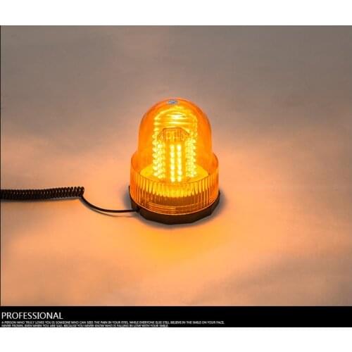 72 LED Emergency Vehicle Flash Strobe and Rotating Beacon Warning Light Amber DC12V-24V 8W