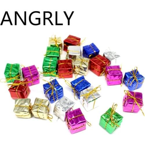 ANGRLY 24pcs/lot 25*25*25mm Christmas Tree Ornaments Party Supplies Christmas Decorations Valentines Day Wedding Candy Gift Bag