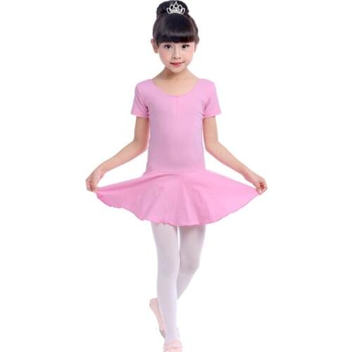Ballet Dress Long/Short Sleeve Ballet Leotard Girls Kids Cotton Dancewear Training Dress Chiffon Skirted Leotard Party Costumes