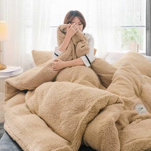 Velvet Blanket Bed Cover 1pcs Winter Warm Duvet Cover For Queen King Bed Lamb Fleece Quilt Cover Coral Fleece Comforter Case