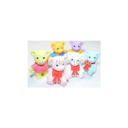 Free Shipping 25 PCS Cute Animal Shaped Eraser Teddy Bear Eraser for Discount Stationery Collection Wholesale Price Eraser