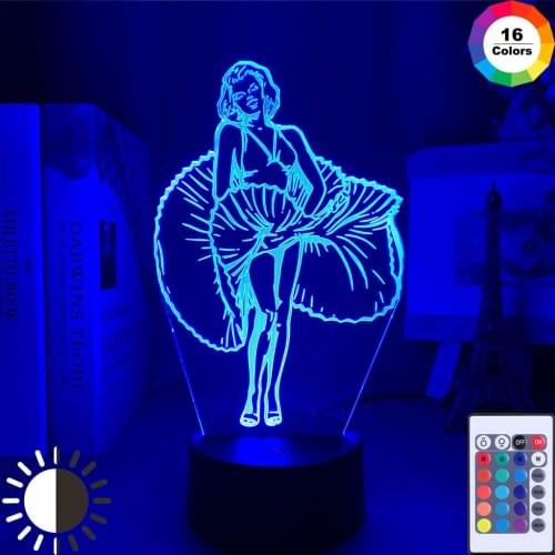Bluetooth Base 3D Lamps For Bedside Table Monroe Girl Chandelier Pendant Night Light Plug In Bedroom Decoration Led Spotlights