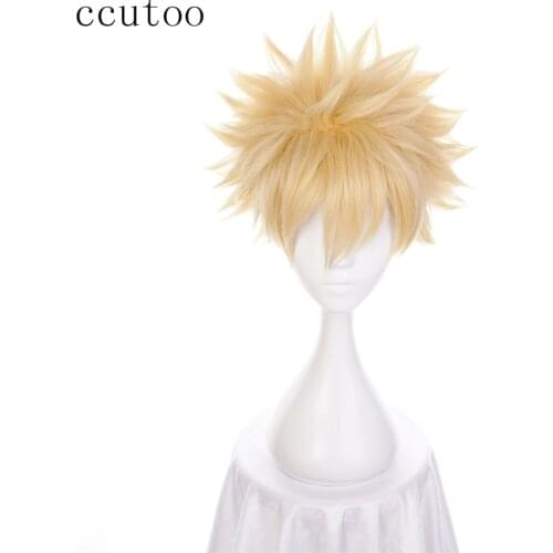 Ccutoo 12" Light Golden Short Fluffy Layered Synthetic Hair Bakugou Katsuki My Hero Academia Baku no Hero Cosplay Full Wigs