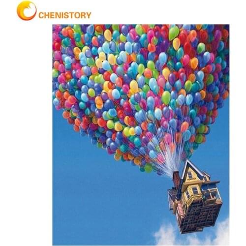 CHENISTORY Air Balloon DIY Painting By Number Landscape Coloring Painting By Numbers Kit Acrylic Painting Unique Home Wall Decor