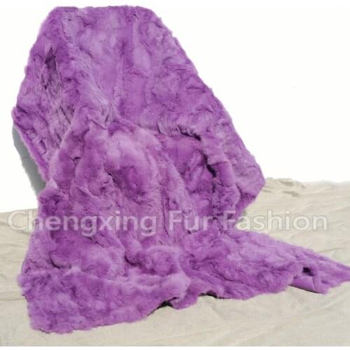 CX-D-11M Pueple Dyed 2017 Fashion Patchwork Genuine Rabbit Fur Blankets Carpet Mat For Sofa Thrown Blanket