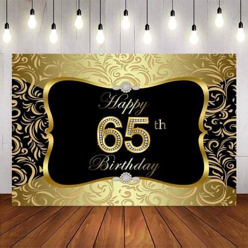 65th birthday party decoration gold black birthday party backdrop royal texture gold glitter happy 65th birthday backgrounds