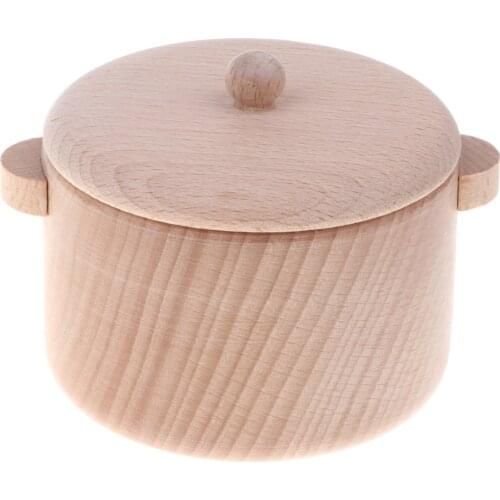Wooden Solid Beech Tableware Pretend Play Game Kitchen Toy - Saucepan S