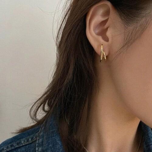 Double Circle Hoop Earrings Irregular Gold Color Round Women Earring Punk Fashion Pendientes mujer Hoops Jewelry