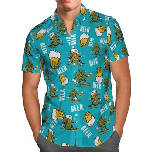 Hawaii Shirt Hawaiian Beach Summer Funny Beer 3D Printed Blue Mens Shirt Harajuku Tee Hip Hop Ropa Hombre Casual shirts 5XL