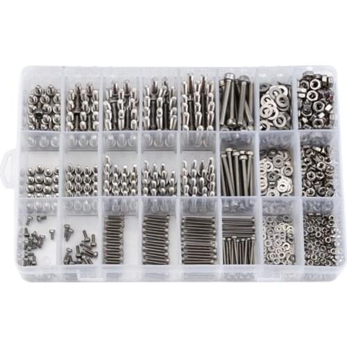 GTBL 1080PCS M2/M3/M4 Stainless Steel Hex Socket Bolt and Nuts Set Fastener Hardware Hexagon Socket Head Cap Screws Flat Washer