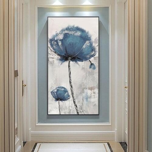 Hand Made Oil Painting Wall Art Beautiful Knife White Flowers Blue Rose On Canvas Square Modern Decor Home Decoration Pictures