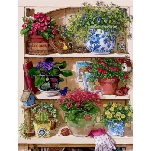 GATYZTORY 40x50cm DIY Painting By Numbers Flower Wall Art Gift Pictures By Number Flowers Landscape Kits Home Decors