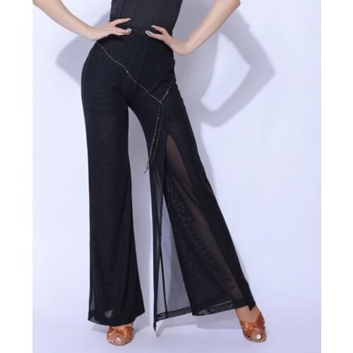 New Latin Dance Practice Clothes Adult Latin Pants Ballroom Dance Performance Costume Wide-Leg Trousers Cha Cha Pants VDB3350