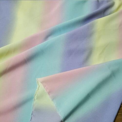 Beautiful Imitate Silk Chiffon Fabric Polyester Blue/pink Rainbow Printing Not Transparent Chiffon Fabric DIY Women Dress/Shirt