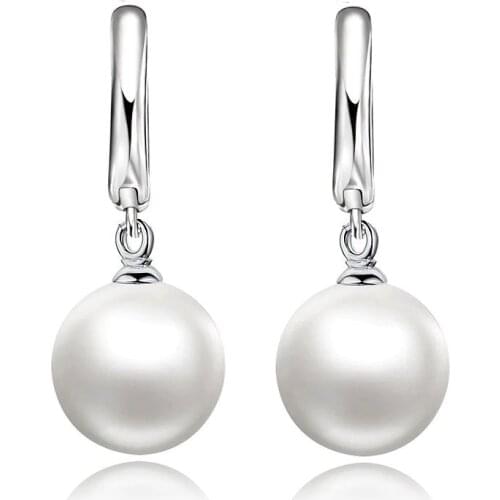 Beautiful White Pearl Pendant Earrings For Women Ladies Wedding Engagement Good Sale 925 Sterling Silver Jewelry Present