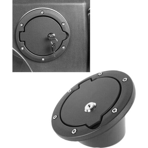 For Wrangler JK 07-18 Car Gas Gasoline Tank Cap Cover with Lock Aluminum Locking Fuel Gas Gasoline Tank Cap
